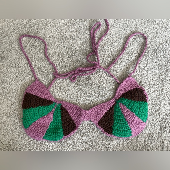 NWT ZARA|| Rainbow Crochet Bralette Bathing Suit Top, Size Small - Picture 2 of 8